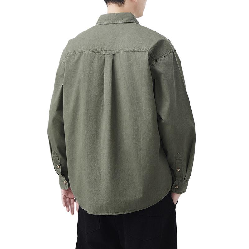 Новая весенне-осенняя японская ретро мужская рубашка с длинным рукавом, рабочая куртка, свободная повседневная рубашка