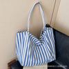 Женская сумка-тоут 2025 новая корейская версия хозяйственная сумка повседневная универсальная холщовая сумка женская контрастная полосатая сумка через плечо большой вместимости
