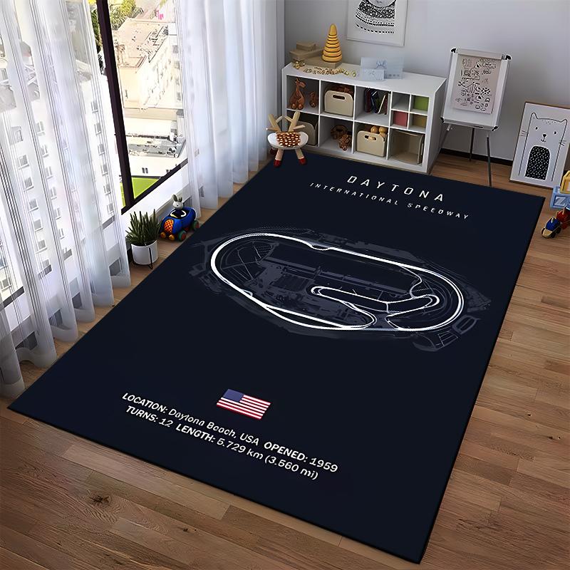 Daytona Speedway Circuit Design Rug Non-slip rug suitable for living room and bedroom sofas.