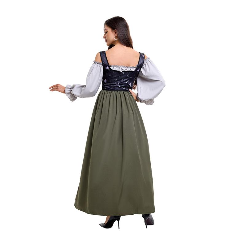 Cosplay Halloween new European and American medieval retro one-word shoulder dress COS cultural festival art performance costume