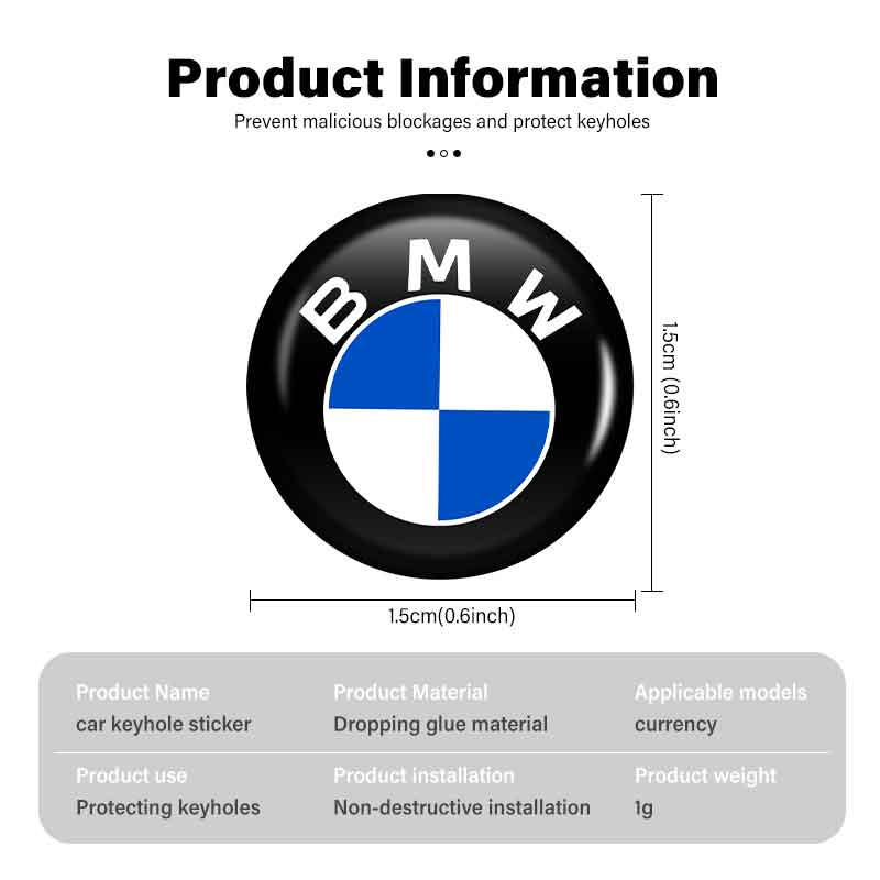 BKSN4 8/12pcs Car Door Keyhole Stickers Universal Auto Logo Sticker For BMW M 1 3 4 5 6 7 Series M3 M6 F01 F02E34 E36 E70 F10 X6 X1