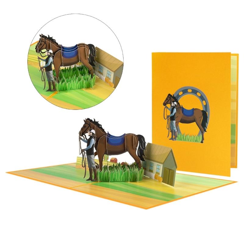Equestrian Sports Theme Card PopUp Card with Envelope 3D Greeting Cards for Birthdays Anniversaries Parties Gift