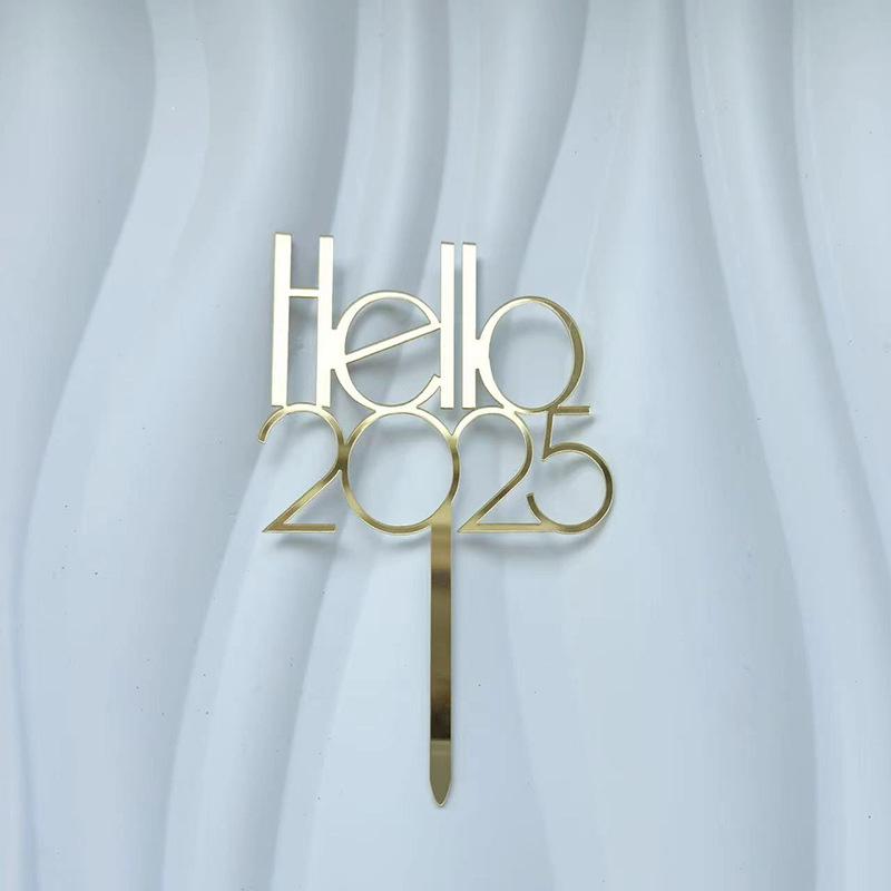 5 шт. Ручной почерк 2025 торт Топпер золотые акриловые украшения для торта Рождественский кекс Топпер для новогодней вечеринки