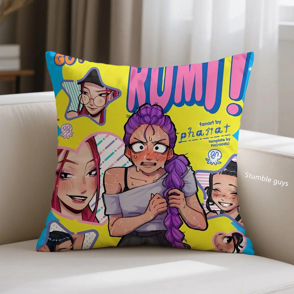 Kpop Cushion Cover Demon Hunters Anime Sofa Pillowcase For Fans