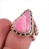 Кольцо из двухцветного серебра 925 пробы с натуральным родохрозитом S.7 v3A62