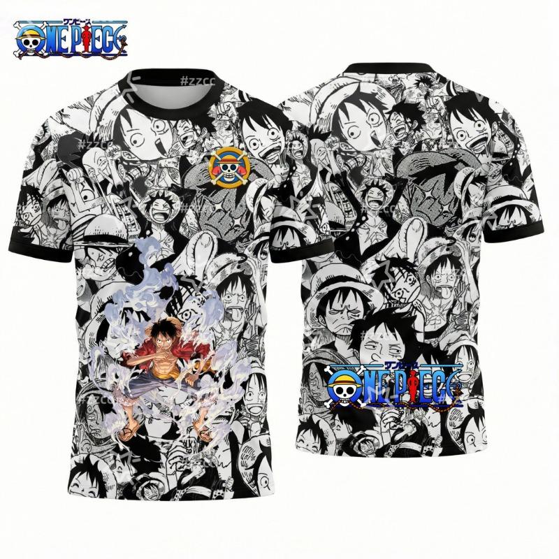 Монки Д. из One Piece. Футболка с принтом Луффи Японское аниме Футбольная майка Спортивная Быстросохнущая Мужская футболка Детская одежда Футболка