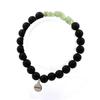 Stones and Minerals. Green Apatite Bracelet from Madagascar + 8 Mm Matte Black Onyx Beads. Made In France.