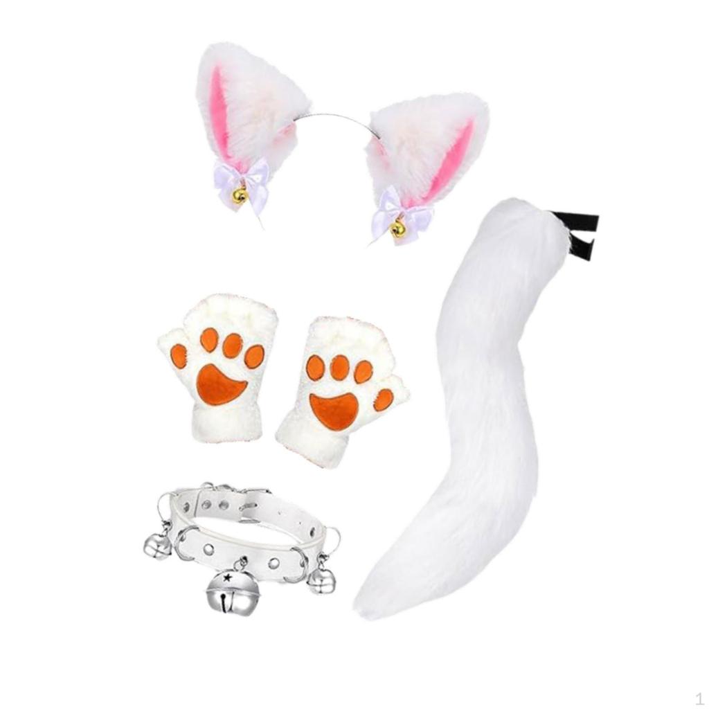 Лисьи уши хвост перчатки воротник комплект животных косплей для карнавала