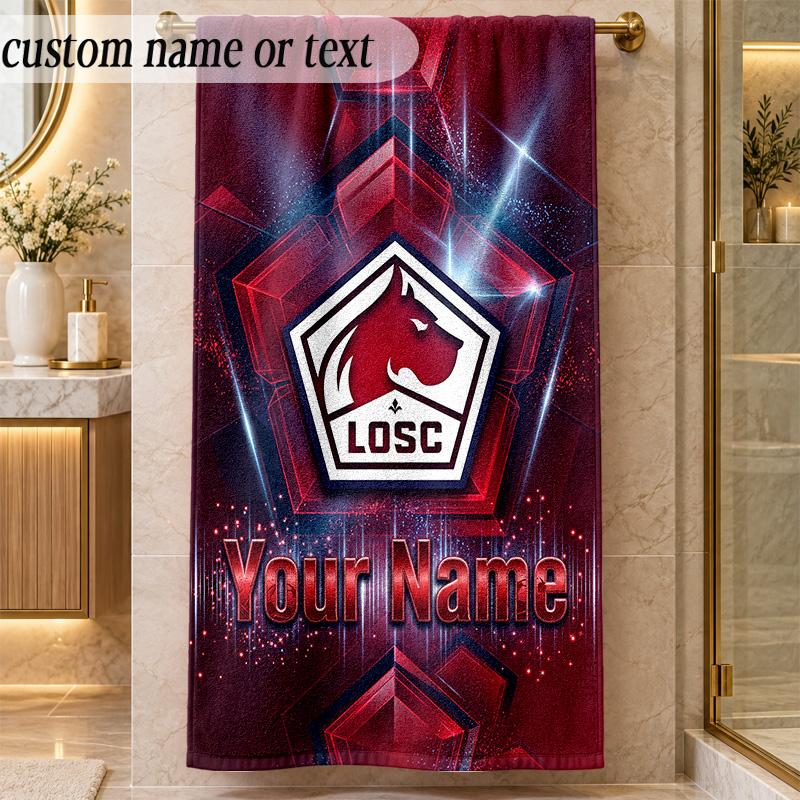Beach TowelLOSC Lille Custom Name Text Personalized Soft Towel for Beach Pool Indoor Home Decor Gift