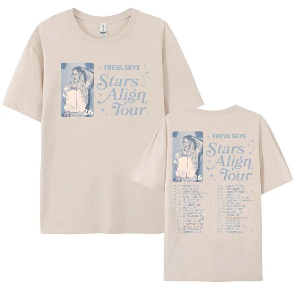 Freya Skye Stars Align Tour Global Date List Portrait Cotton TShirt Loose Fit for Freya Skye Fans Women And Unisex Tshirts