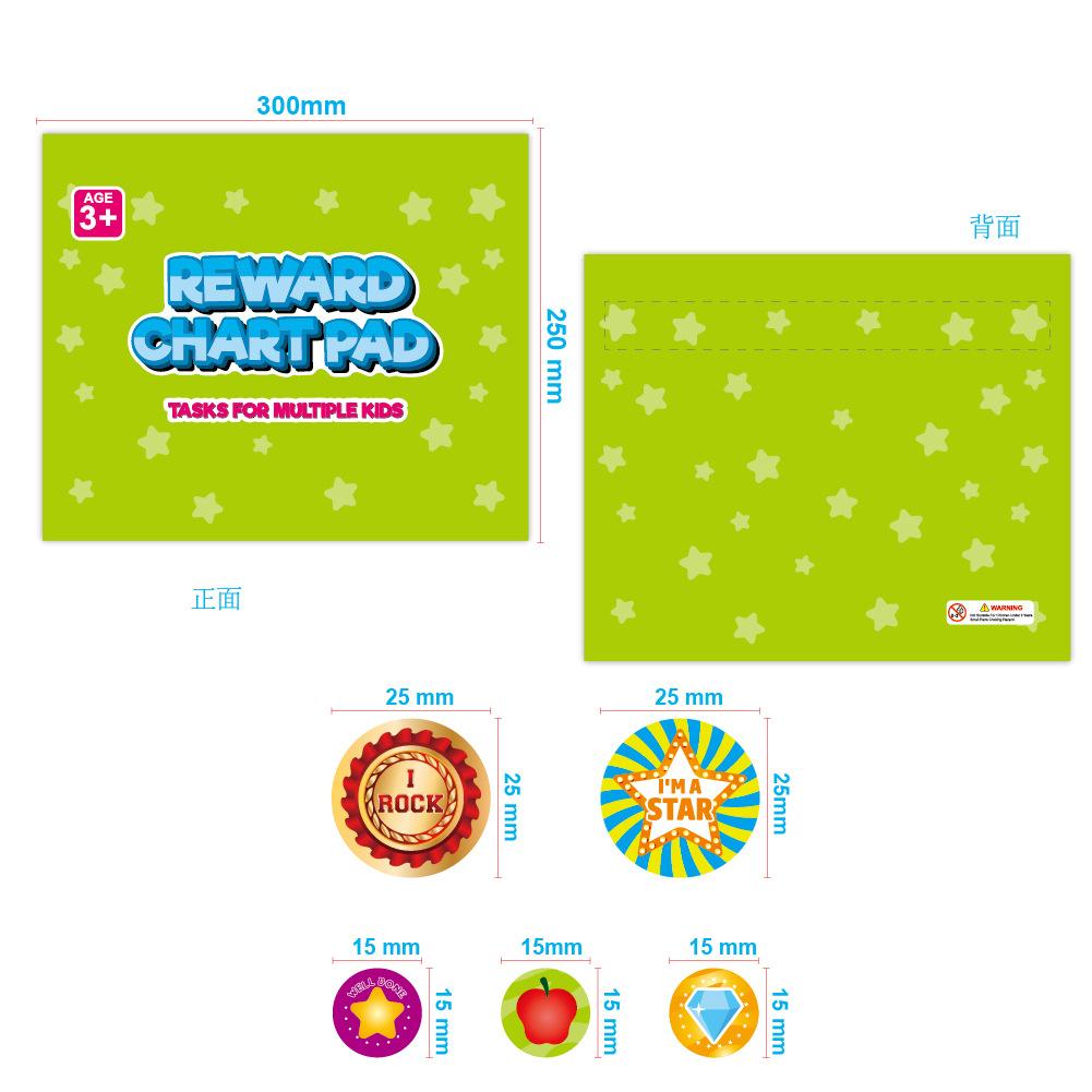 Magnetic Chore Chart for Kids - Cartoon Reward Sticker Chart with Tear-Off Pages, Behavior Star Chart for Toddlers, Kids Responsibility Chart
