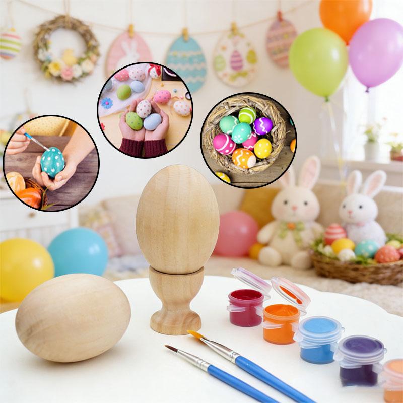Деревянные пасхальные яйца Игрушки для раскрашивания DIY Детские игрушки для ролевых игр Креативные игрушки для рисования Декор из деревянных бусин