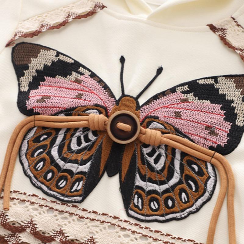 Весенний костюм для девочек Butterfly, универсальные толстовки и повседневные брюки