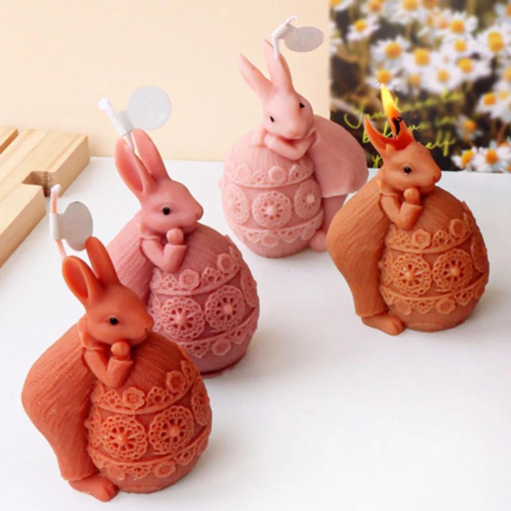 DIY Милый Кролик Инструмент для Изготовления Свечей Пасхальное Яйцо Мыло Кристалл Силиконовая Форма Ароматическая Свеча Декор Животное Роспись Гипсовая Кукла Подарок CDN