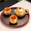 Gold Duan Mud Xishi Pot Gold and Silver Cuo Purple Sand Fengming Pot Tea Set Travel Portable Set