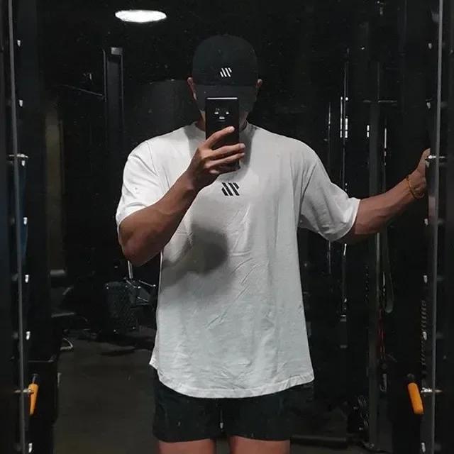 Men Short Sleeve Cotton T-Shirt Oversized Sports Tshirt Gym Fitness Loose Running T Shirt Male Training Brand Women Clothing Top