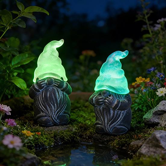 3 Pcs Gnome Garden Hear See Speak Stakes Resin Miniature No Evil Gnome