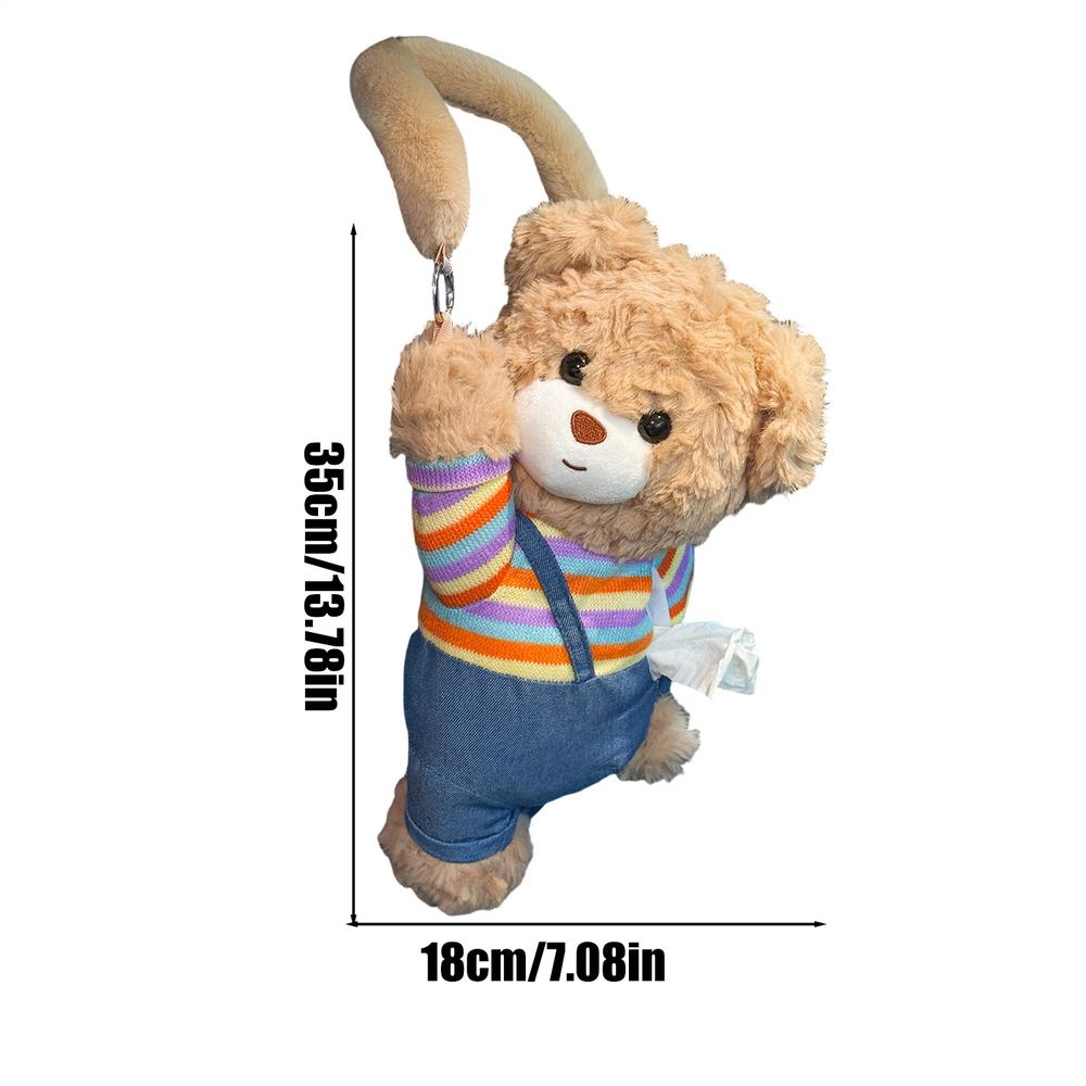 Car Tissue Box Holder Plush Bear Automotive Napkin Organizer Stuffed Tissue Holder For SUVs RVs Sedans Trucks Drivers Car Owners