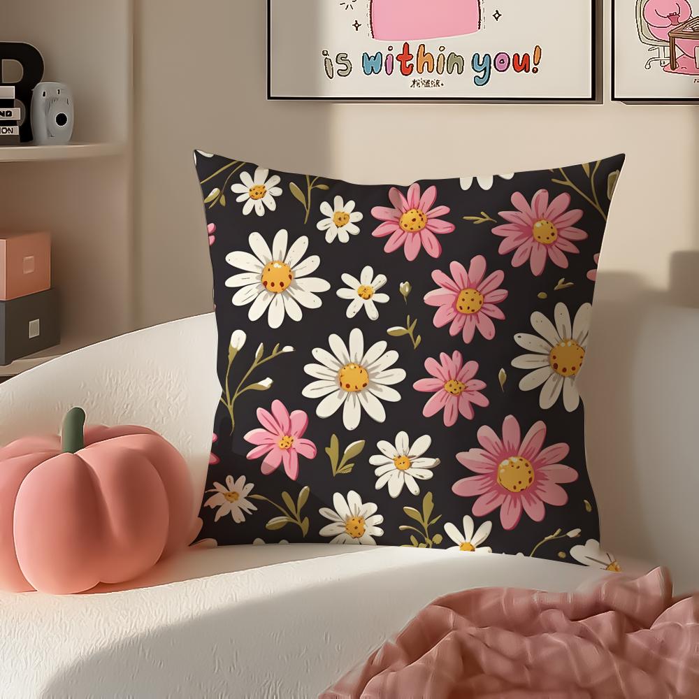 Fashion Beautiful Floral Art Cushion Cover Pillowcase Short Plush Invisible zipper Room Sofa Cushion Cover