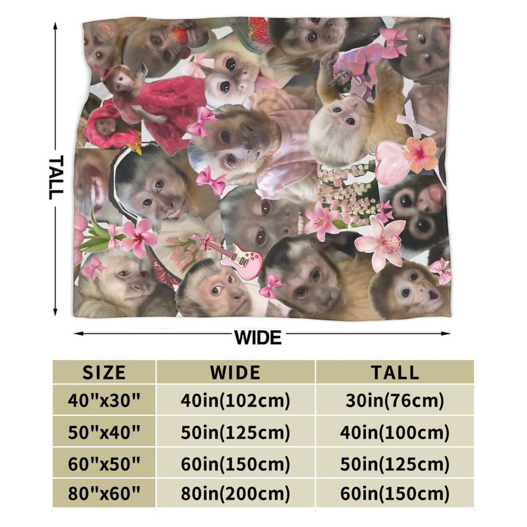 Funny Monkey Cartoon Blanket Warm Cozy Fluffy Throw Blankets for Sofa 50x60 Inch Multiple Sizes Quilt