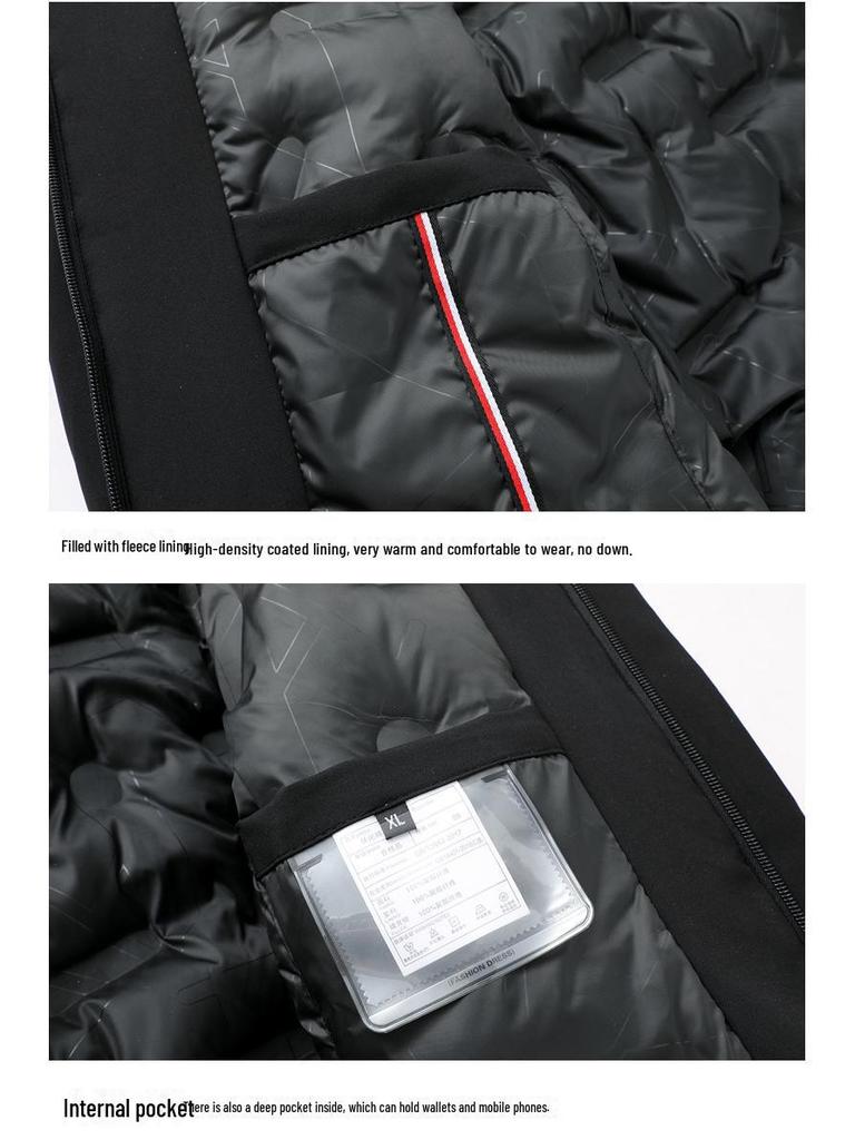 Men's Padded Winter Down Jacket - Business Casual, Warm & Cold-Proof Dad's Coat