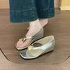 Metal Buckle Wind Outer Wear 2025 Flip-flops Fairy French Inner Height Increase New Retro Sandals Female Small