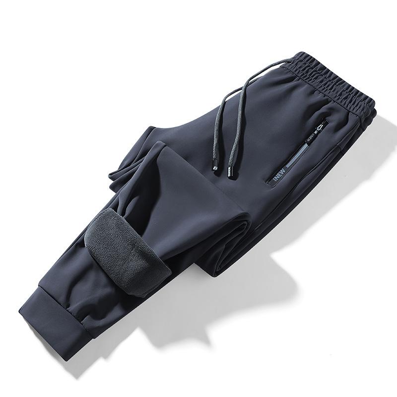 Мужские зимние новые бархатные утепленные теплые простые повседневные универсальные однотонные спортивные штаны микроэластичные мужские брюки