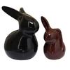 Home Décor Ceramic Rabbit Figurines (Set of 2, Black and Brown)