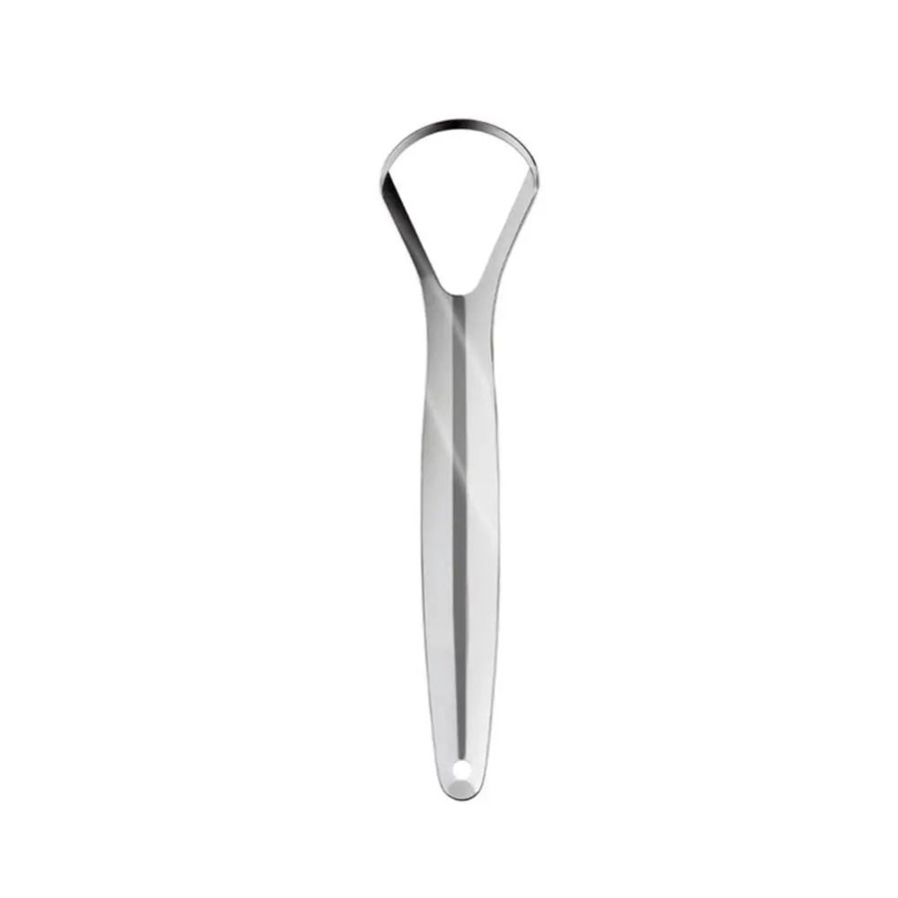 Stainless Steel Halitosis Clean Silver Tongue Scraping Brush Portable Tongue Scraper Women Men