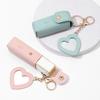 Lipstick Bag Keychain Lobster Clip Stainless Faux Leather Mini Lipstick Container with Heart Pendant Changs Purse Key Organizer Key Holder