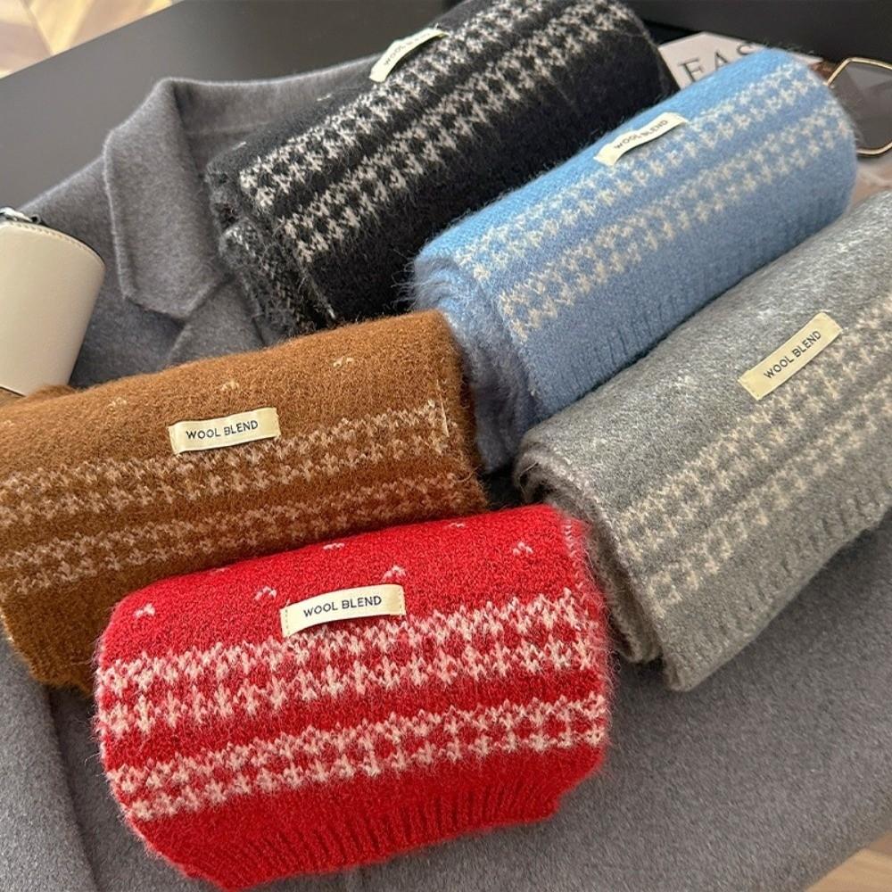 Retro Knitted Scarf 160×22cm Winter Scarf Sweet Ladies Wool Scarf