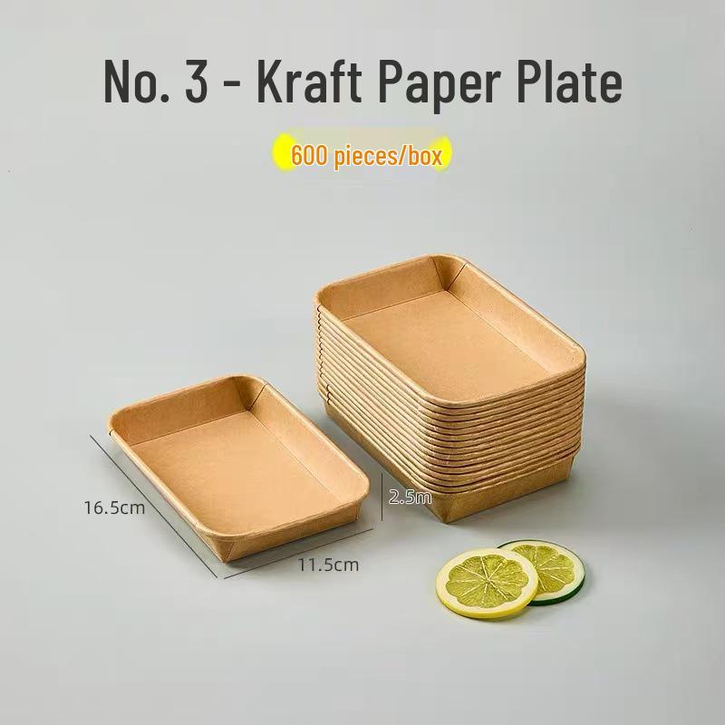 Одноразовые крафтовые бумажные обеденные тарелки - прямоугольные/квадратные, пищевые, для барбекю, пикника, вечеринки.