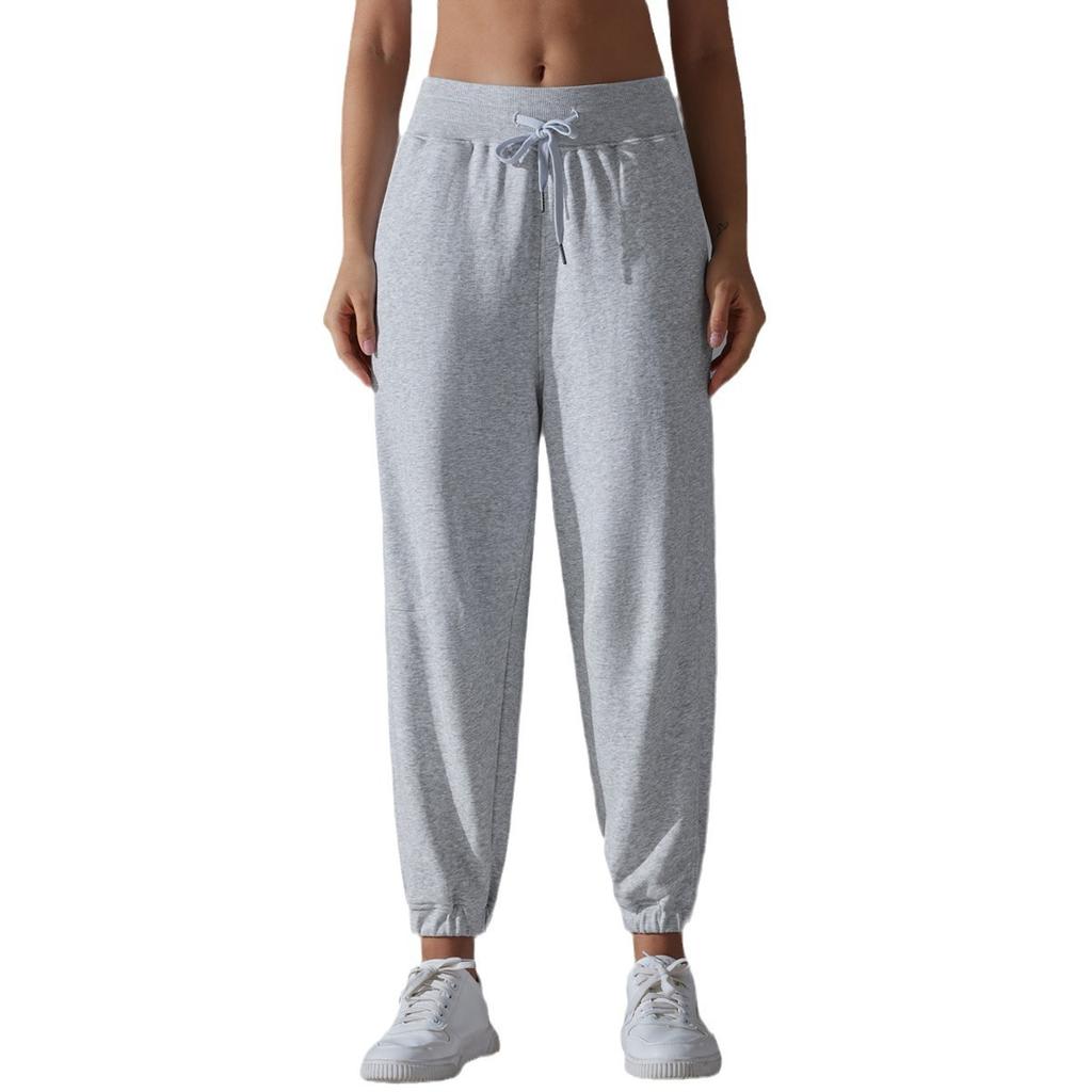 Европейские и американские новые леггинсы на кулиске женские повседневные свободные спортивные штаны для йоги, фитнеса, бега, с карманами, домашние спортивные штаны