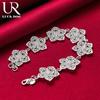 925 Sterling Silver Seven Flower Bracelet Fashion Jewelry