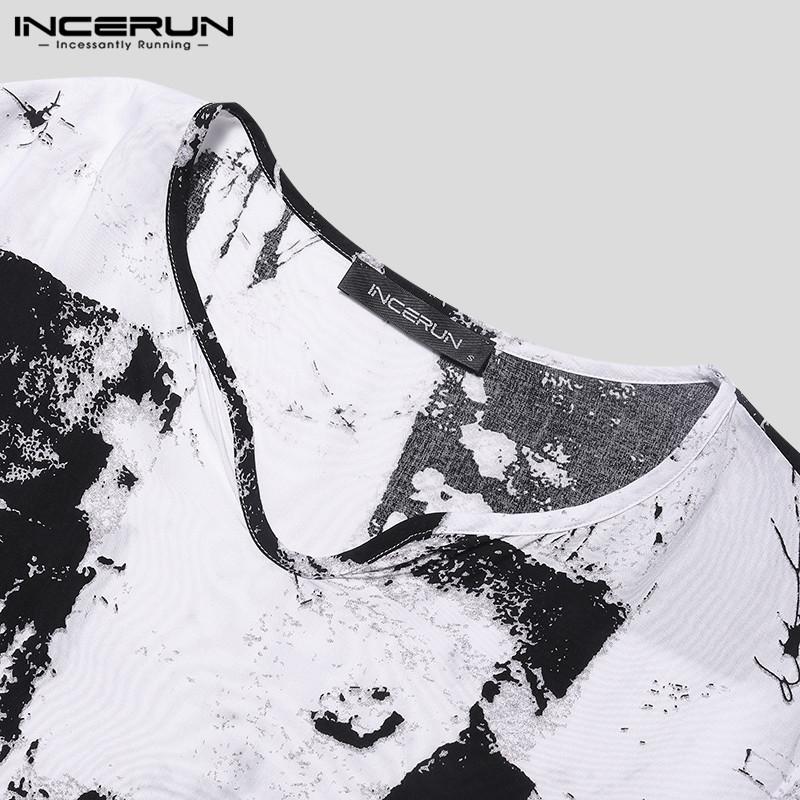 INCERUN плюс размер S-5XL мужские футболки с коротким рукавом повседневные свободные летние нерегулярные топы