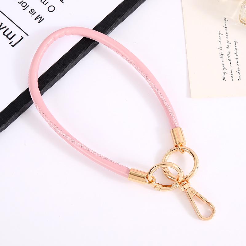 Trendy 6mm Leather Cord Keychain: Fashionable Wrist Strap Mobile Phone Lanyard