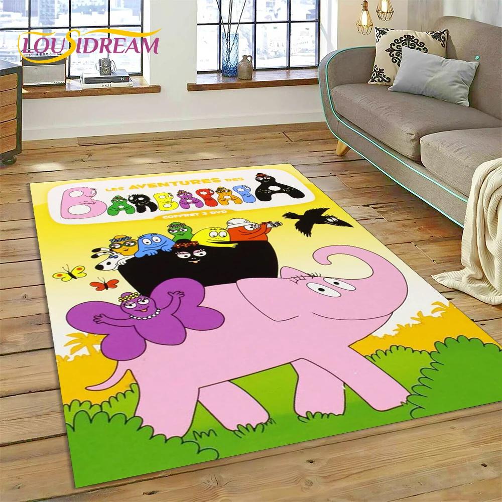 3D Cartoon Les Barbapapa Family Carpet Rug for Bedroom Living Room Home Sofa Decoration,Children Game Large Decor Floor Mat Gift