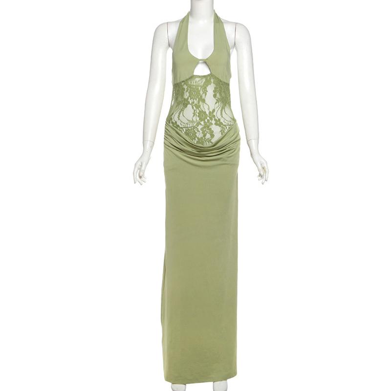 Прозрачное кружевное ажурное сексуальное платье для вечеринок и клубов Y2K, наряды для женщин, летние платья без рукавов и спины, облегающие пляжные макси-платья