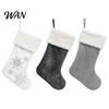 Fashionable Snowflake Pattern Socks Christmas Stockings with Diamond Pattern, Plush White Cuff Decorative Indoor Hanging Decor for Festival Stockings,