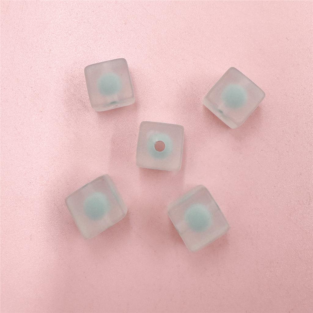Frosted Square Beads Acrylic Fashion 12mm Bracelet DIY Mobile Phone Chain Necklace 5Pcs Jewelry Material  Accessories