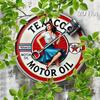 Винтажная жестяная вывеска Texaco Motor Oil Ретро Круглая металлическая настенная декорация