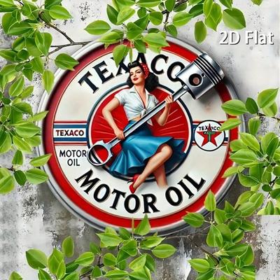 Винтажная жестяная вывеска Texaco Motor Oil Ретро Круглая металлическая настенная декорация