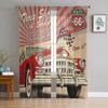 Автомобиль Ретро Прозрачные Шторы Гостиная Окно Тюль Шторы Для Спальни Кухня Домашнее Украшение Вуаль Шторы