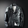 Men's Korean Version Slim-fit Short Retro Lapel PU Leather Jacket Oblique Zipper Men's Youth Leather Jacket
