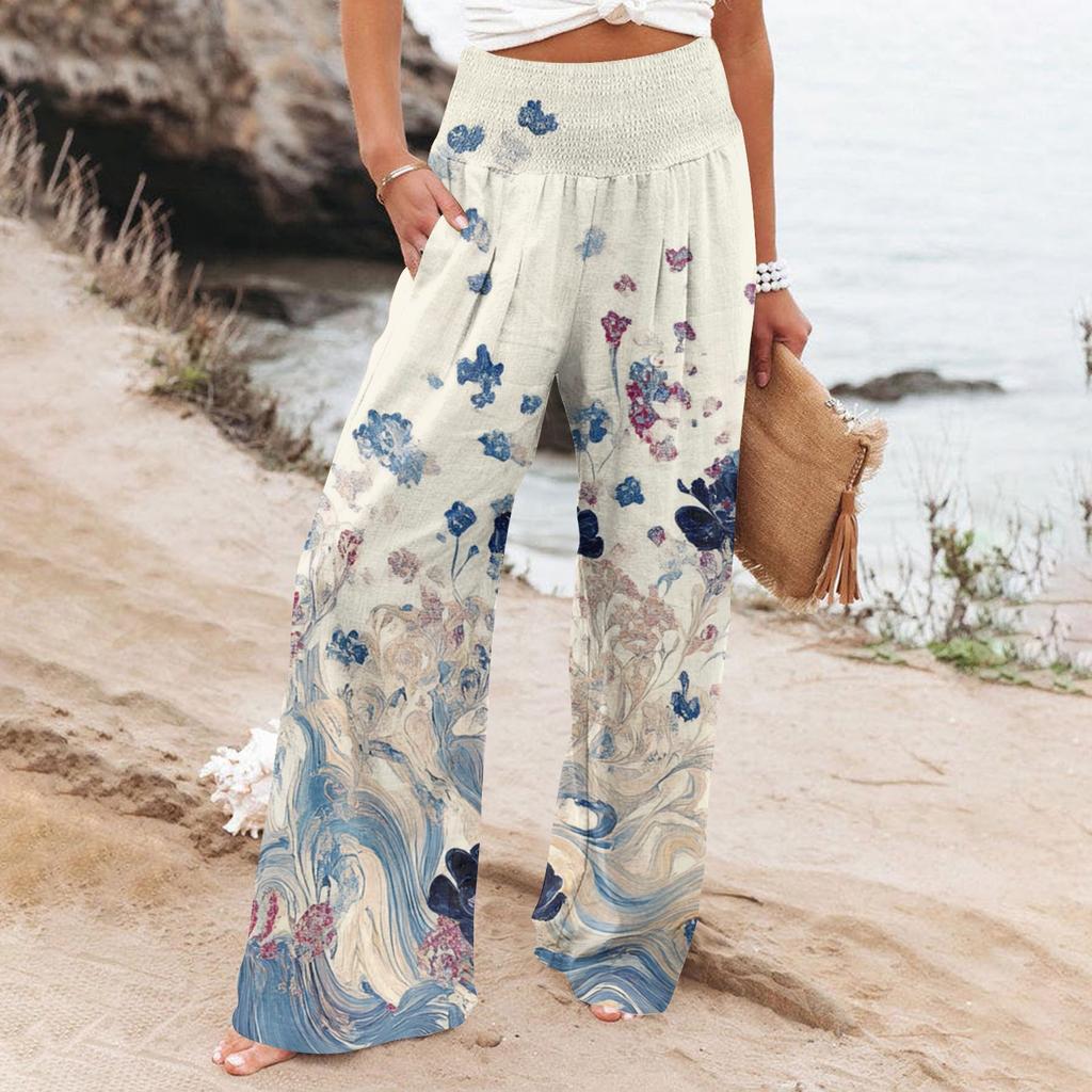 Women's Casual Pants Loose Soft Solid Color  Wide Leg Long Pants High Waist Straight Leg Pants