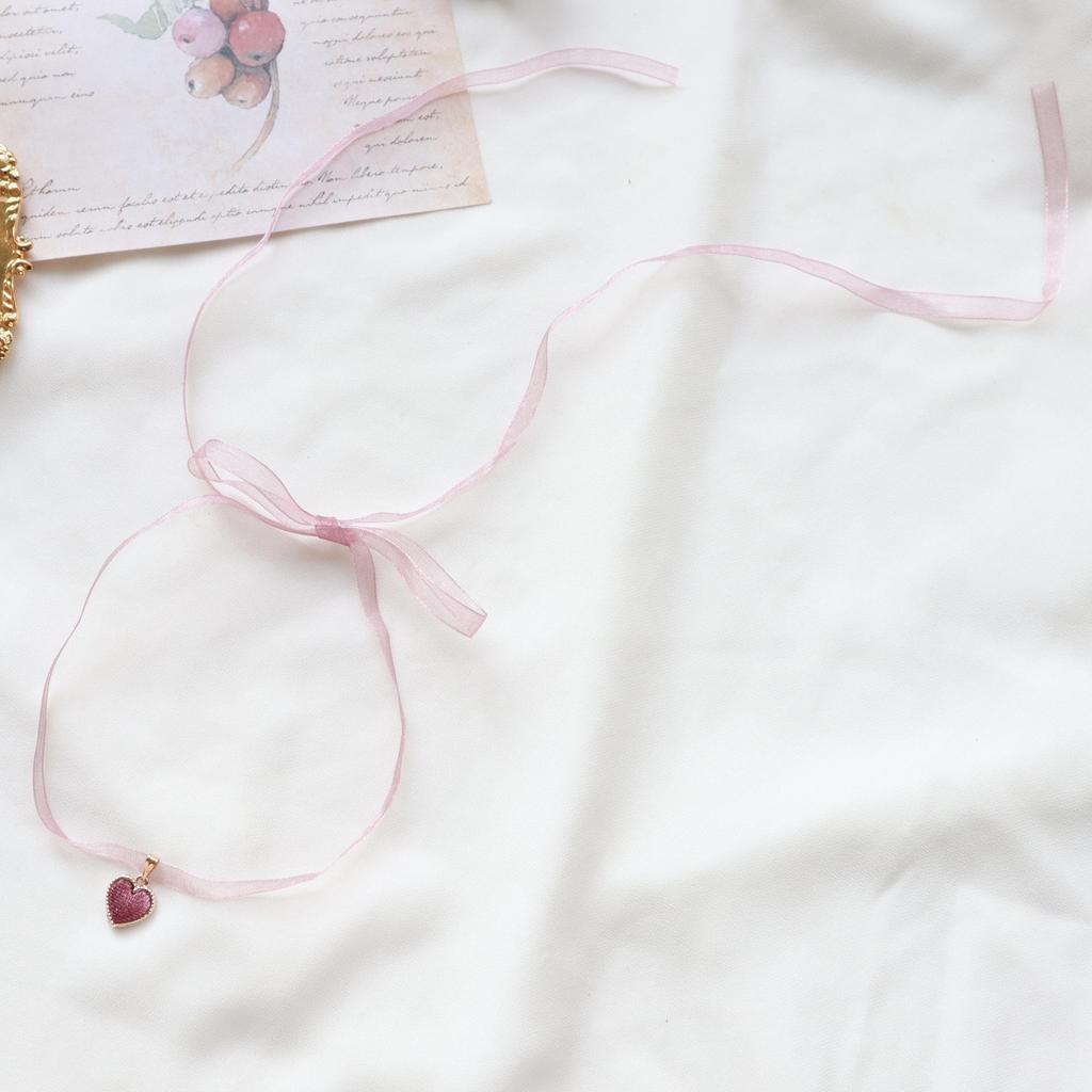 Ожерелье с кулоном в виде банта из фиолетовой цветочной ленты - чокер в стиле феи для женщин