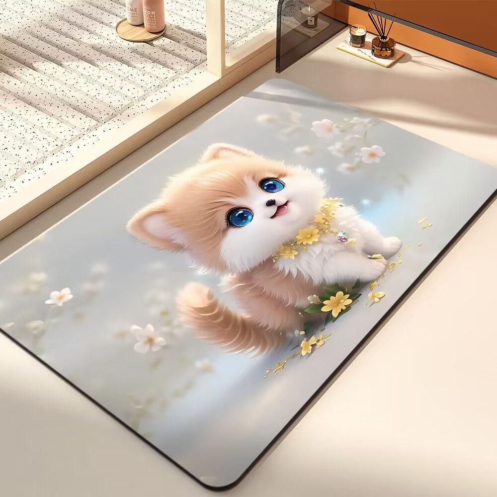 Диатомовая грязевая впитывающая подстилка мультяшный милый щенок коврик для пола в ванной туалетный коврик для двери нескользящий коврик для двери быстросохнущий коврик