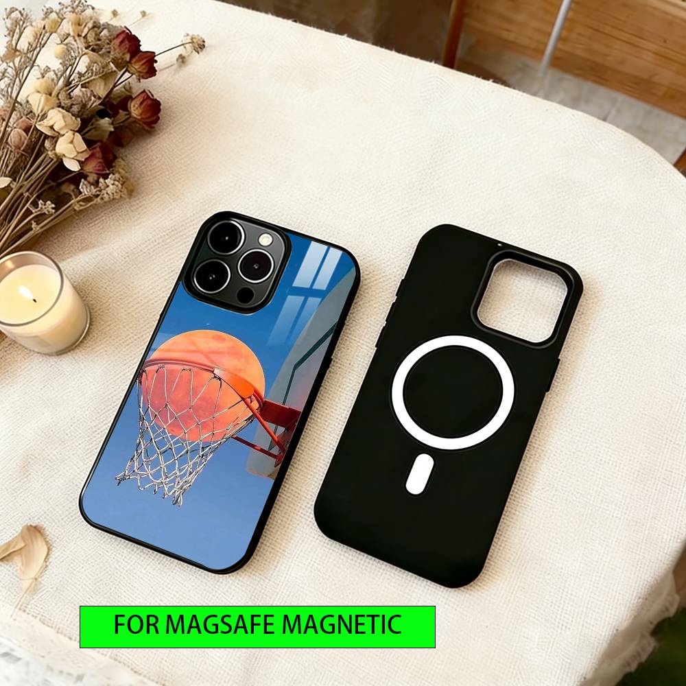 Sunset Basketball Phone Case For iPhone17,16,15,14,13,12,11 Plus,Pro Magnetic For Magsafe Wireless Charging