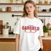 Garfield """Я ТАК НЕ ДУМАЮ"" Забавная надпись Футболка с коротким рукавом, Американский бренд уличной одежды, Тяжелый хлопок, Свободный крой, Оверсайз, Парная футболка"