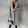 Women's Midi Long Wool Coat Double Breasted Trench Coat Classic Notch Lapel Peacoat Fall Winter Overcoat